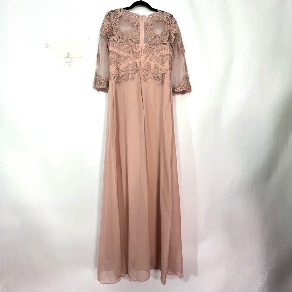 Dusty Rose Pants suit Jumper Romper with shrug Sheer Mesh Lace Top Sz 2 NWT - Picture 4 of 6